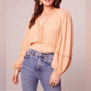Band of the free band of gypsies cream embroidered puff sleeve Blouse